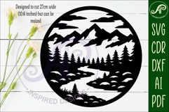 Mountain River Forest Circle SVG Laser Cut File Cabin sign Product Image 2