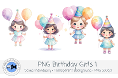 Watercolor Birthday Girl Clipart Set 1 Product Image 3