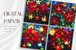 Christmas Flower Stained Glass Background Glass Texture_2 Product Image 1