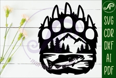 Bear paw print with Fishing wall sign Product Image 2