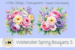 Spring PNG Watercolor Bouquets 3 Product Image 3