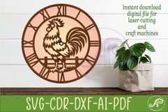 Rooster Wall Clock SVG Farmhouse Clock Laser Cut File Product Image 2