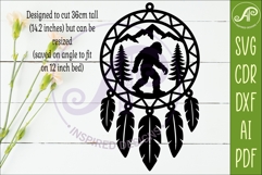 Bigfoot Dreamcatcher Laser Cut File, Sasquatch Wall Art Product Image 2