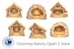 Christmas Nativity Clipart: Scene| Watercolor PNG Product Image 3