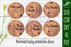 Mermaid themed Baby monthly milestone discs SVG laser Product Image 2