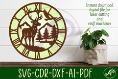 Red deer stag clock wall clock laser cut files Product Image 2
