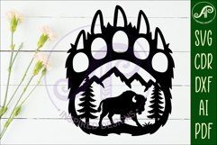 Bear paw print with Bison wall sign Product Image 2