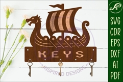 Viking longboat Key holder designs for wood and metal Product Image 2