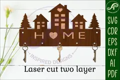 Houses Key holder designs for wood and metal cutting Product Image 2
