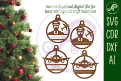 Pilot and plane personalized Christmas Ornament SVG Product Image 2