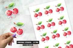 Blushing Twin Cherries Character Sticker Sublimation PNG Product Image 1
