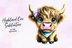 Highland Baby cow clipart sublimation png Product Image 1