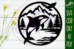 Orca, killer whale coastal scene wall sign svg laser cut 2 Product Image 2