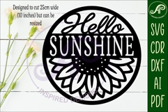 Hello Sunshine Sunflower SVG Round Sign Laser Cut File Product Image 2