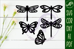 Butterfly and Dragonfly silhouettes laser cut out 1 Product Image 2