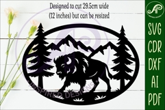 Buffalo mountain scene Oval wall sign laser cut file Product Image 2