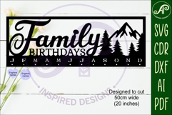 Family celebrations mountains Calendar SVG laser cut file Product Image 2