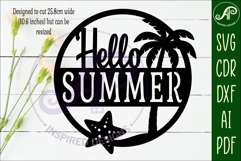 Hello Summer SVG Beach Wall Sign Laser Cut File Coastal Product Image 2