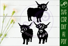 Highland cow silhouette laser cut outs SVG file Product Image 2