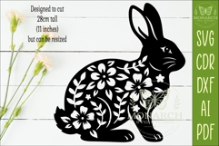 Floral Rabbit Wall Art SVG, Bunny Lover Laser Cut Sign Decor Product Image 2