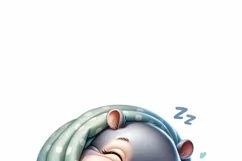 Hippo Sleeping in the Blanket Clipart, Animals Clipart Product Image 2