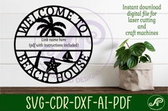 Palm Tree Beach House Name Sign SVG Personalized Coastal Product Image 2