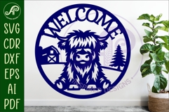 Welcome highland cow wall sign, SVG file. vector sign Product Image 4