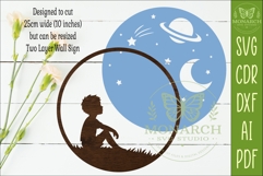 Celestial Dreamer Boy Space Wall Sign Laser Cut SVG Product Image 2