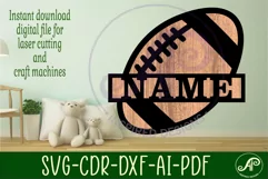 Football/ Rugby ball Name sign svg laser cut template Product Image 2