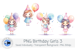 Watercolor Birthday Girl Clipart Set 3 Product Image 3