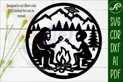Bigfoot and Alien campsite wall art sign, SVG file Product Image 2