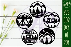 Camper Coasters, laser cut out camping, mountains designs 1 Product Image 5