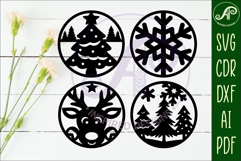 Christmas Coasters, laser cut out festive designs d1 Product Image 2