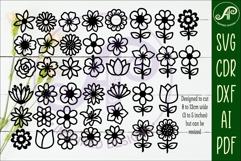 40 Flower SVG Bundle, Floral Cut Files, Laser Cut Flowers Product Image 2