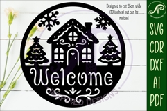 Gingerbread house welcome Christmas wall sign svg laser cut Product Image 2