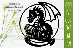 Dragon Reading Book Wall Art SVG, Fantasy Dragon Library Product Image 2