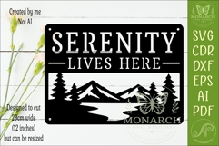 Serenity Lives Here Mountain Lake Wall Sign SVG Laser Cut Product Image 2