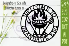 Welcome To Grandad’s BBQ SVG. Grill Wall Sign Laser Cut Product Image 2