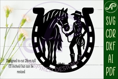 Cowgirl and horse wall sign svg laser cut Product Image 2