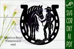 Cowgirl and horse wall sign svg laser cut Product Image 2