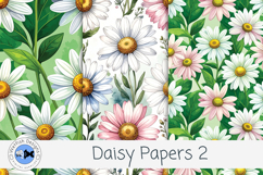 Daisy Digital Papers 2 Floral Scrapbook Backgrounds Product Image 3
