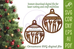 Plumber Christmas Ornament SVG | Pipe Wrench Tools Laser Cut Product Image 2