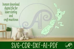 New Zealand with engraved regions cut out SVG laser Product Image 2