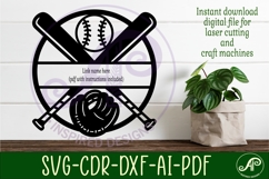 Baseball theme name wall art sign, SVG personalized Product Image 2