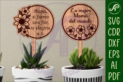 Mother&#039;s day Spanish plant stake laser engraved SVG 1 and 2 Product Image 2