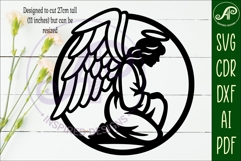 Kneeling Angel Name Sign SVG, Praying Angel Wall Art Laser Product Image 2