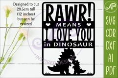 RAWR Means I Love You in Dinosaur SVG Sign. Cute Dinosaur Product Image 2