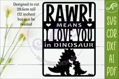 RAWR Means I Love You in Dinosaur SVG Sign. Cute Dinosaur Product Image 2
