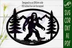 Bigfoot mountain scene Oval wall sign laser cut file Product Image 2