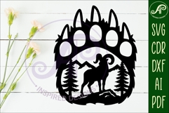 Bear paw print with Long horn sheep wall sign Product Image 2